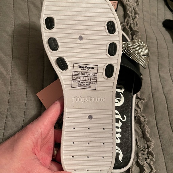 NWT JUICY COUTURE Black Rhinestone Bow Slides SZ: 8 - Picture 3 of 4